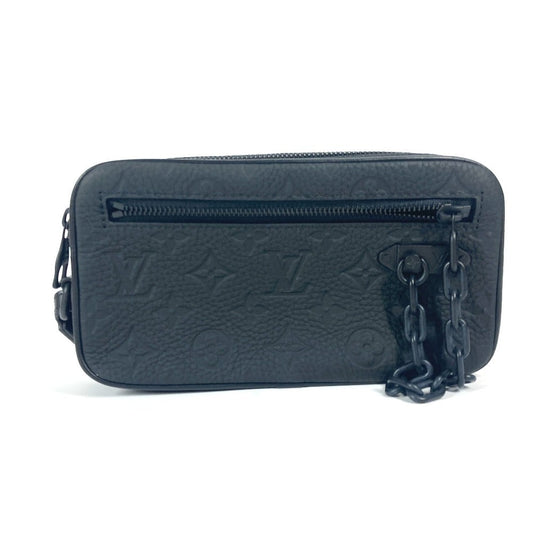 Louis Vuitton M55703 Taurillon Clemence Box is Monogram Leather Black Chain Clutch Bag