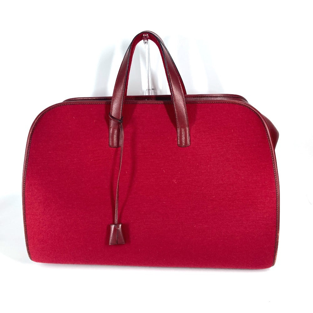 Hermes Boston Duffel Bag Felt Punching Hood Leather Red Logo Travel Bag