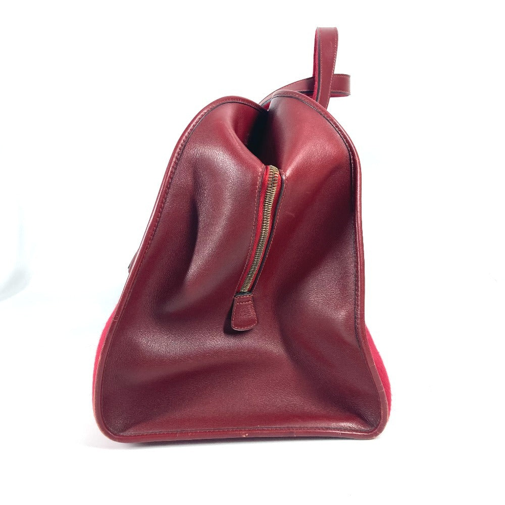 Hermes Boston Duffel Bag Felt Punching Hood Leather Red Logo Travel Bag