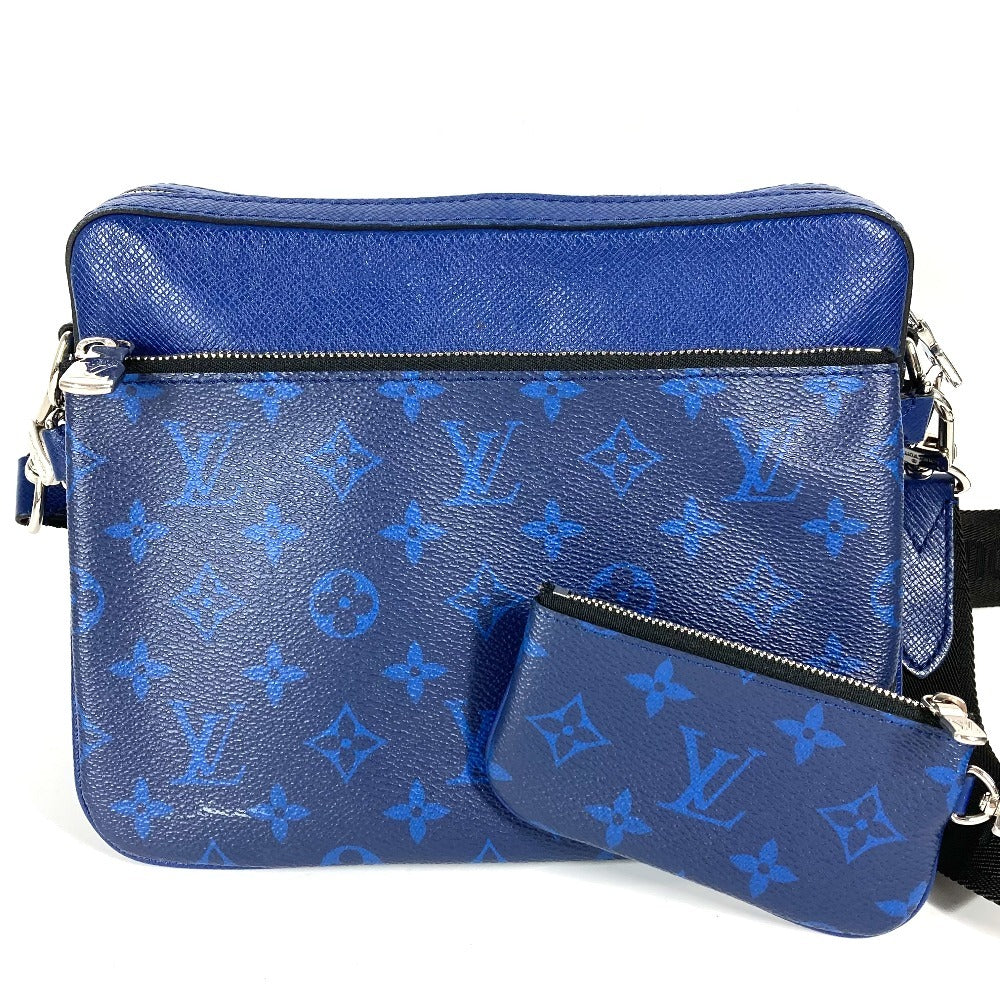 Louis Vuitton M30848 Taiga Taigalama Trio Messenger Monogram Leather Canvas Blue Crossbody Bag