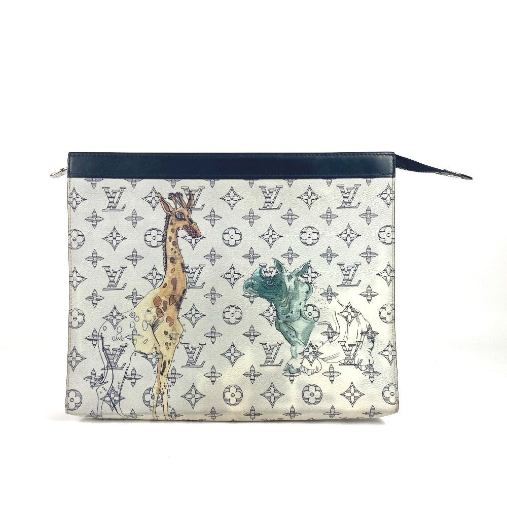 Louis Vuitton M66649 Savannah Chapman Brothers Pochette Monogram Leather Navy Clutch Bag