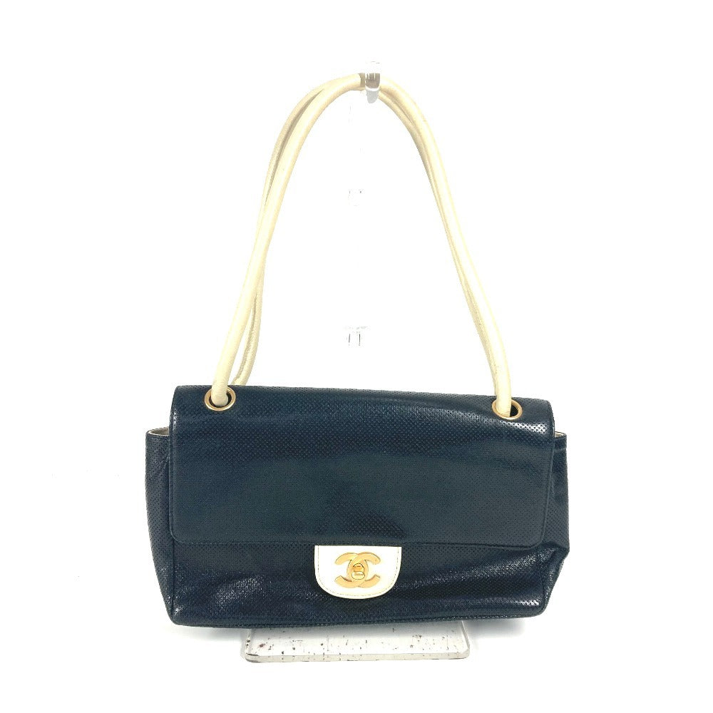 Chanel By color CC COCO Mark Black Leather Shoulder Bag