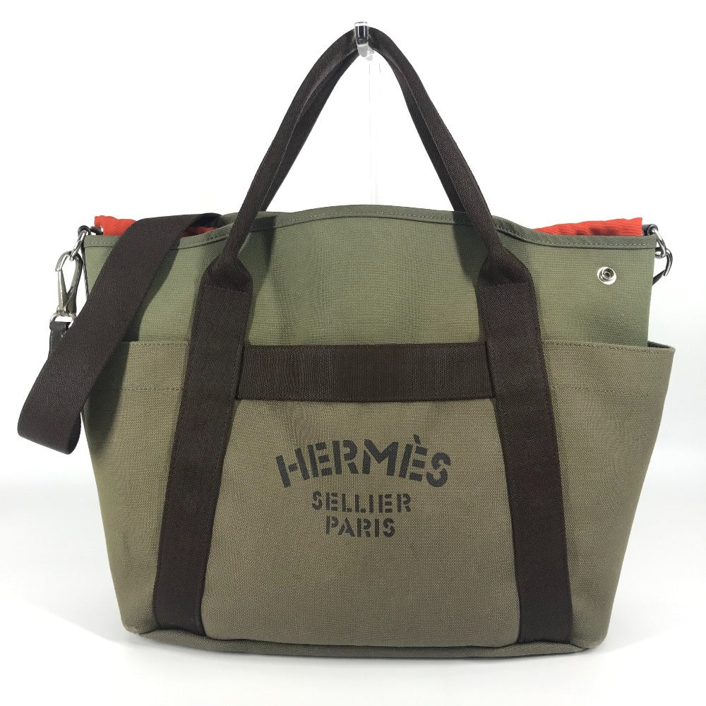 Tote Bag Khaki With Bag In Bag Leather Canvas