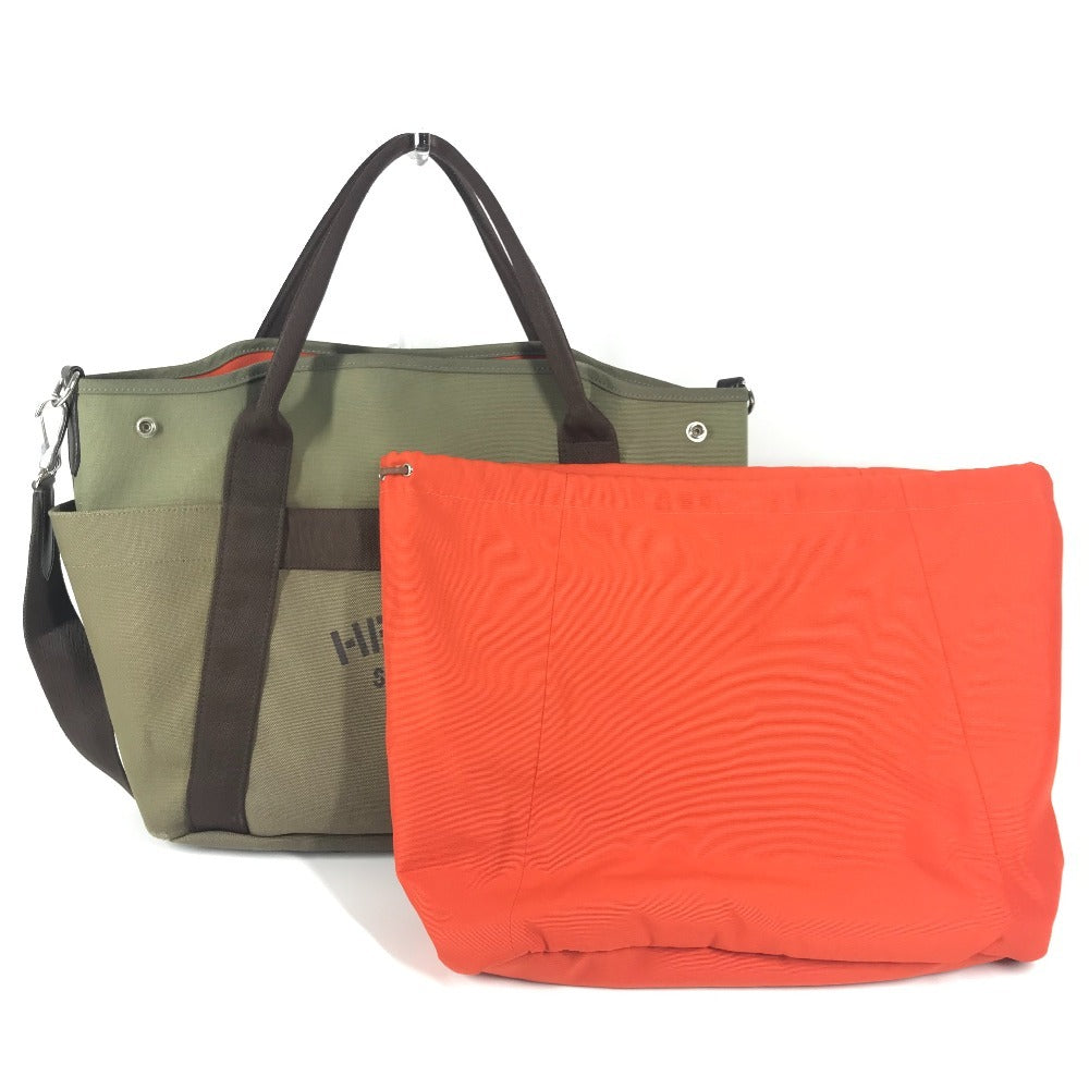 Hermes Tote Bag Khaki With Bag In Bag Sucked Leather Canvas