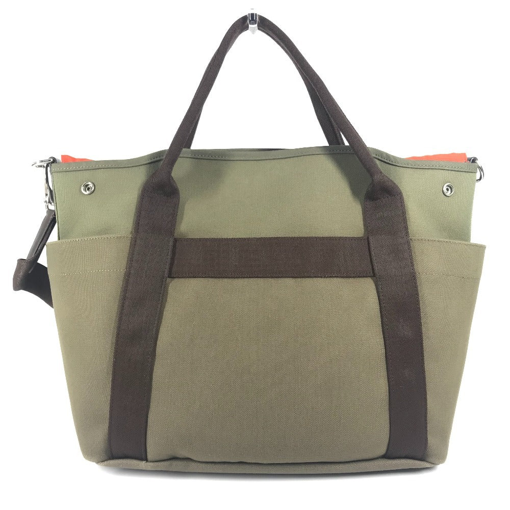 Tote Bag Khaki With Bag In Bag Leather Canvas