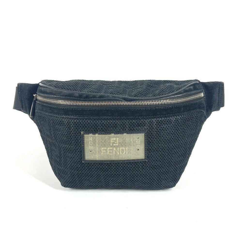 Fendi Sling Bag Mesh Zucca Canvas Nylon Black Crossbody Bag