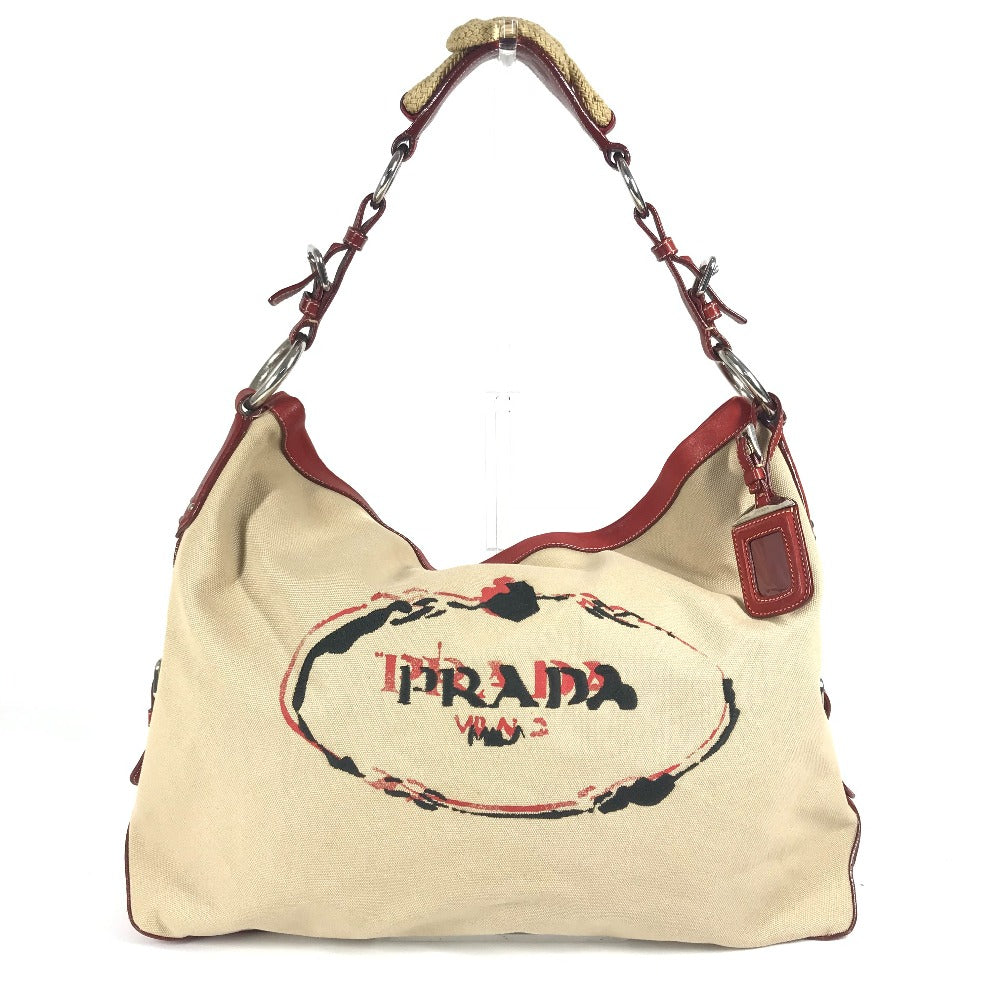 Shoulder Bag Logo Leather Canvas