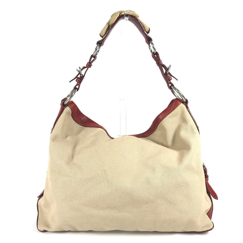 Shoulder Bag Logo Leather Canvas