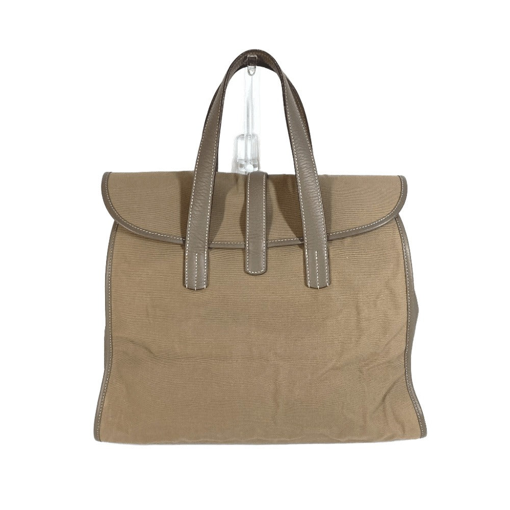 Gray Punching H Hood Leather Canvas Travel Bag