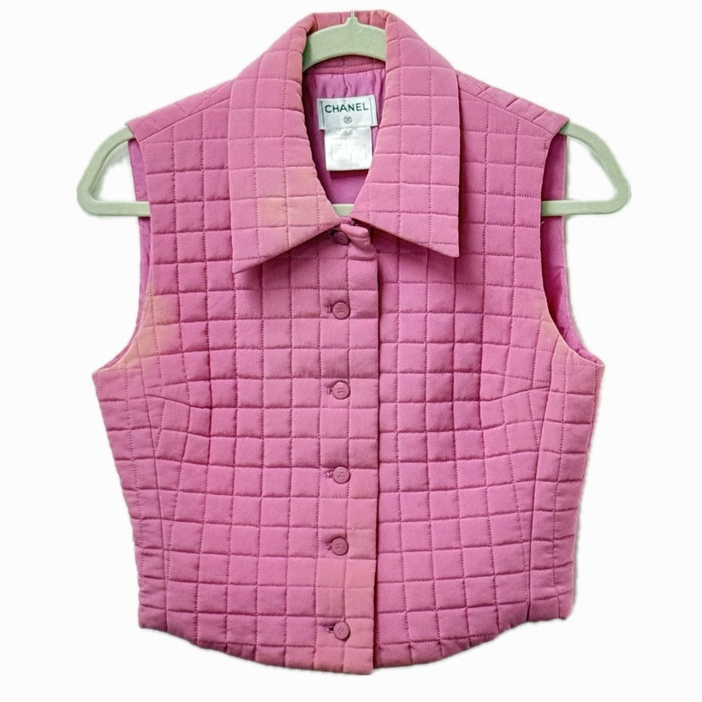Chanel Vest silk 00S CC COCO Mark Pink Handbag