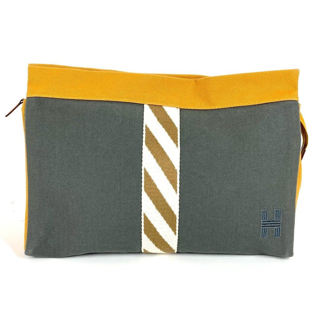 Hermes Clutch Bag Cotton Jimet Gm Jimet Gm Gray Logo
