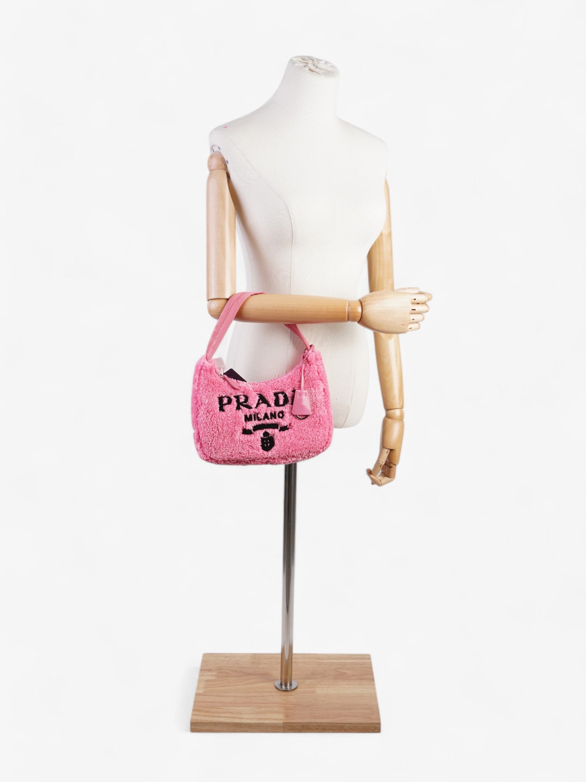 Prada Re Edition Fabric Shoulder Bag Black Pink Mini