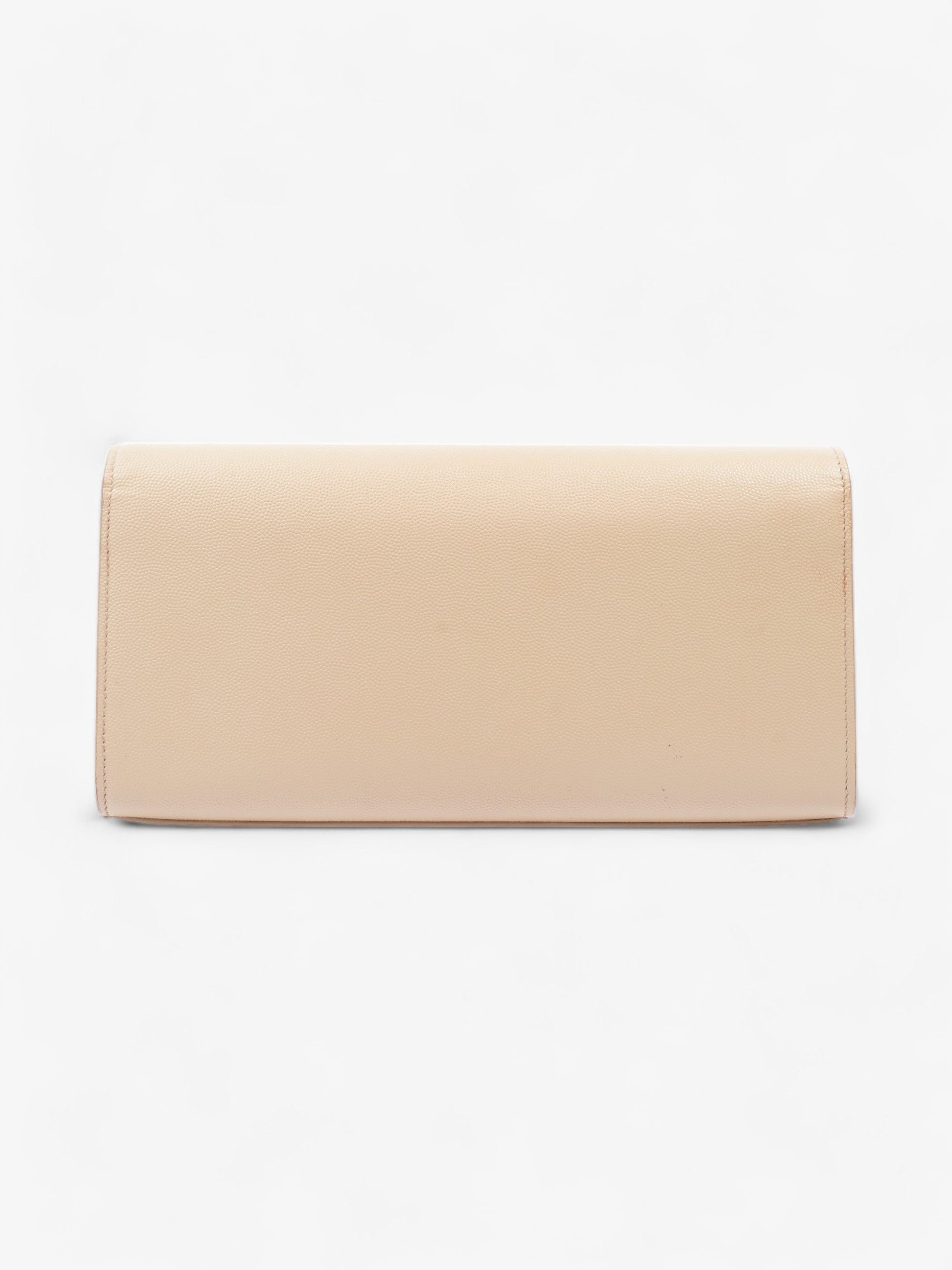YSL Saint Laurent Kate Pouch Grained Clutch Bag Leather Beige