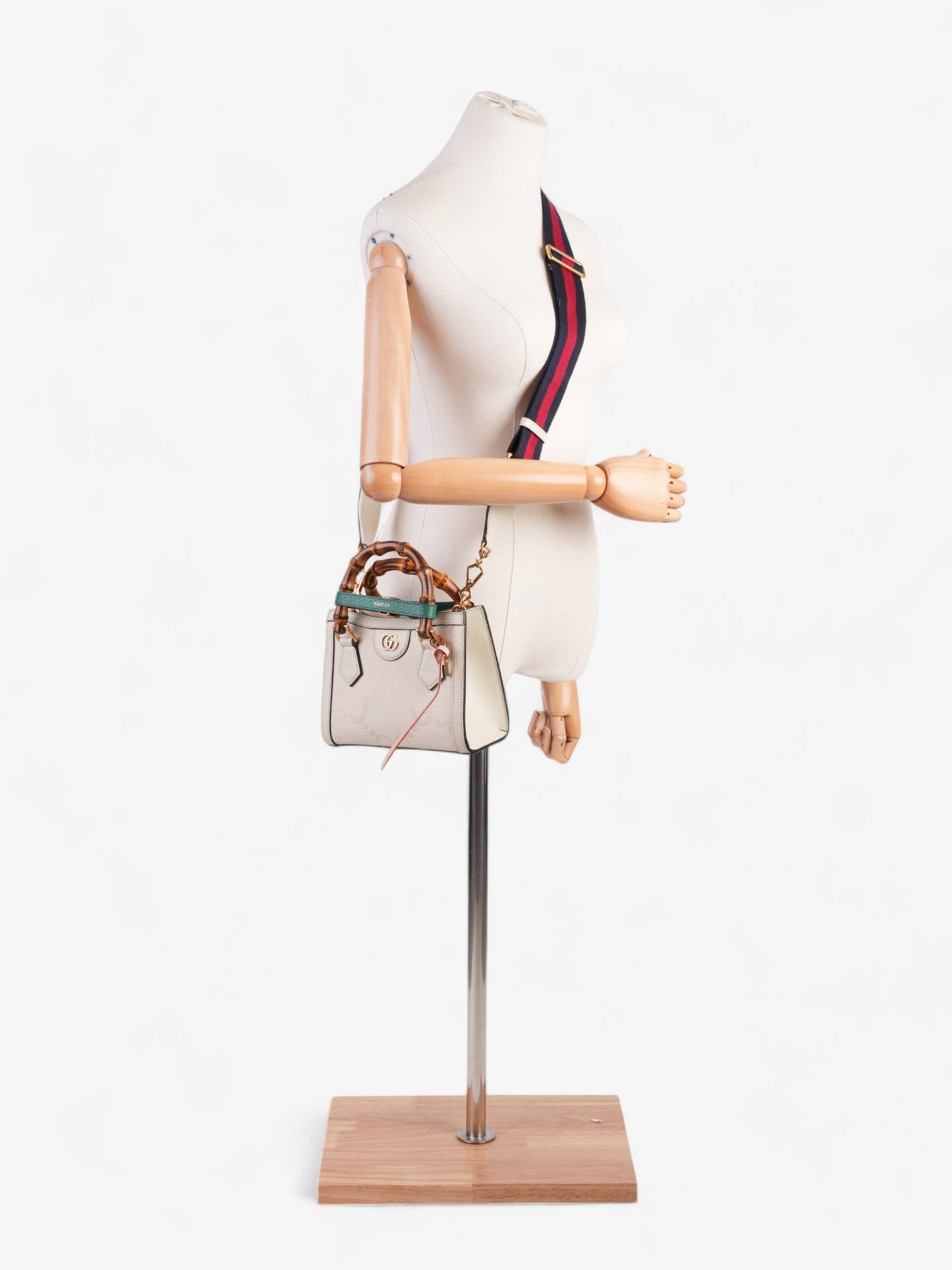 Gucci Diana Tote Mini Canvas White Crossbody Bag