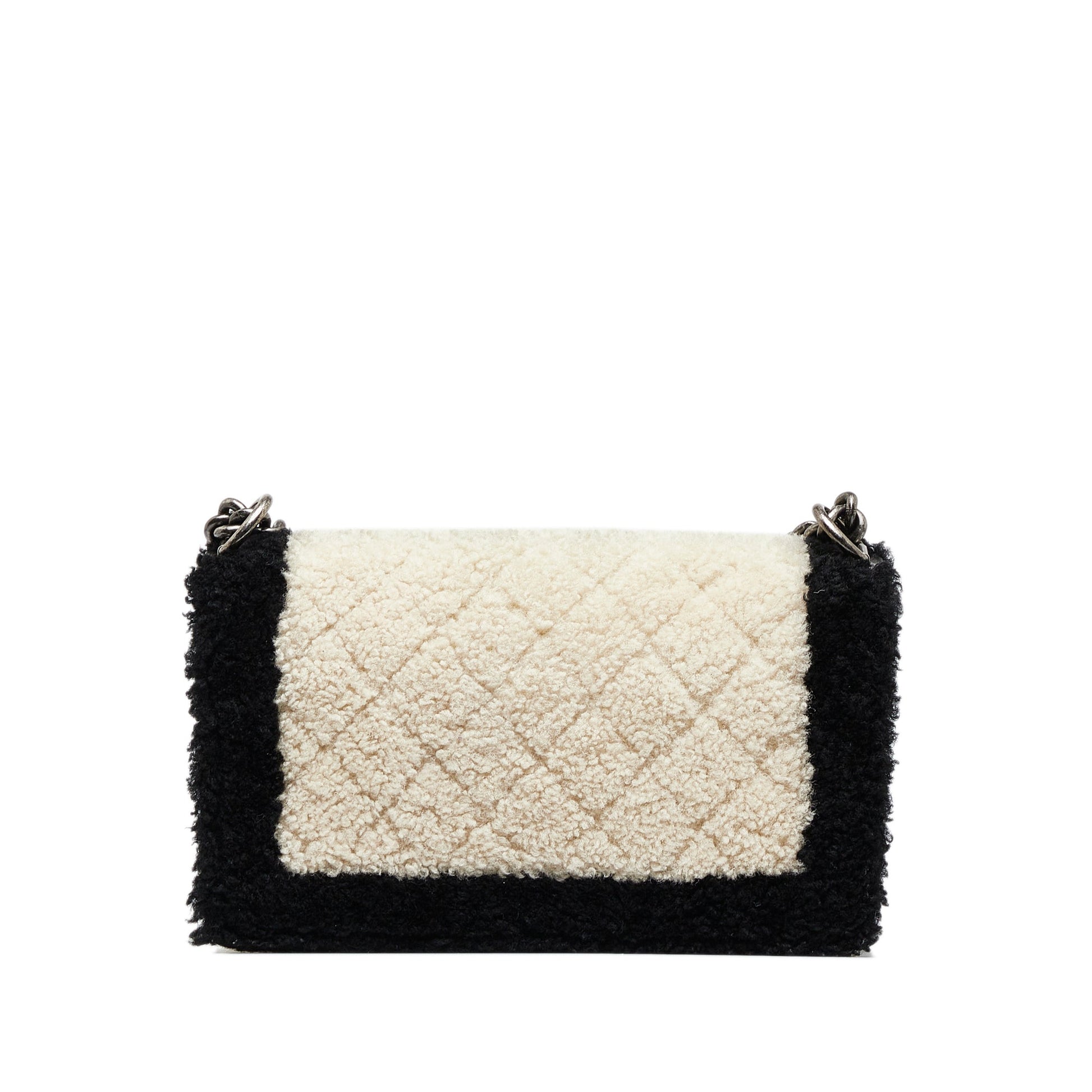 White Chanel Medium Shearling Boy Flap Crossbody Bag