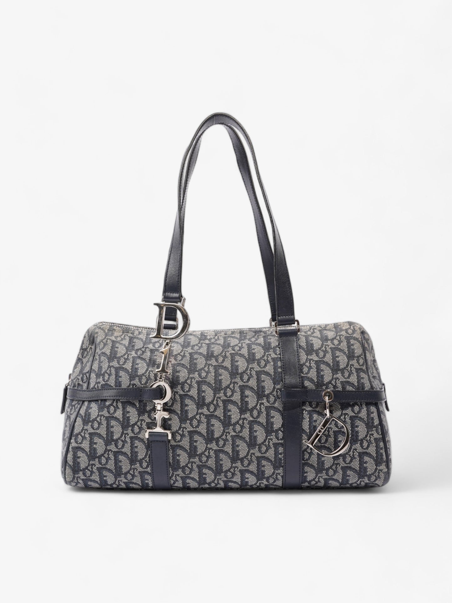 Dior Christian Duffle Oblique Shoulder Bag Canvas Blue Small