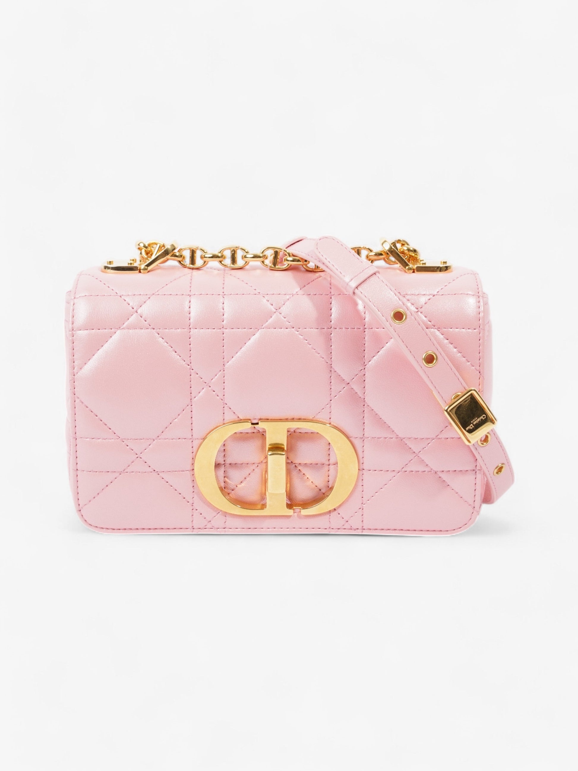 Dior Christian Caro Crossbody Bag Leather Lambskin Pink