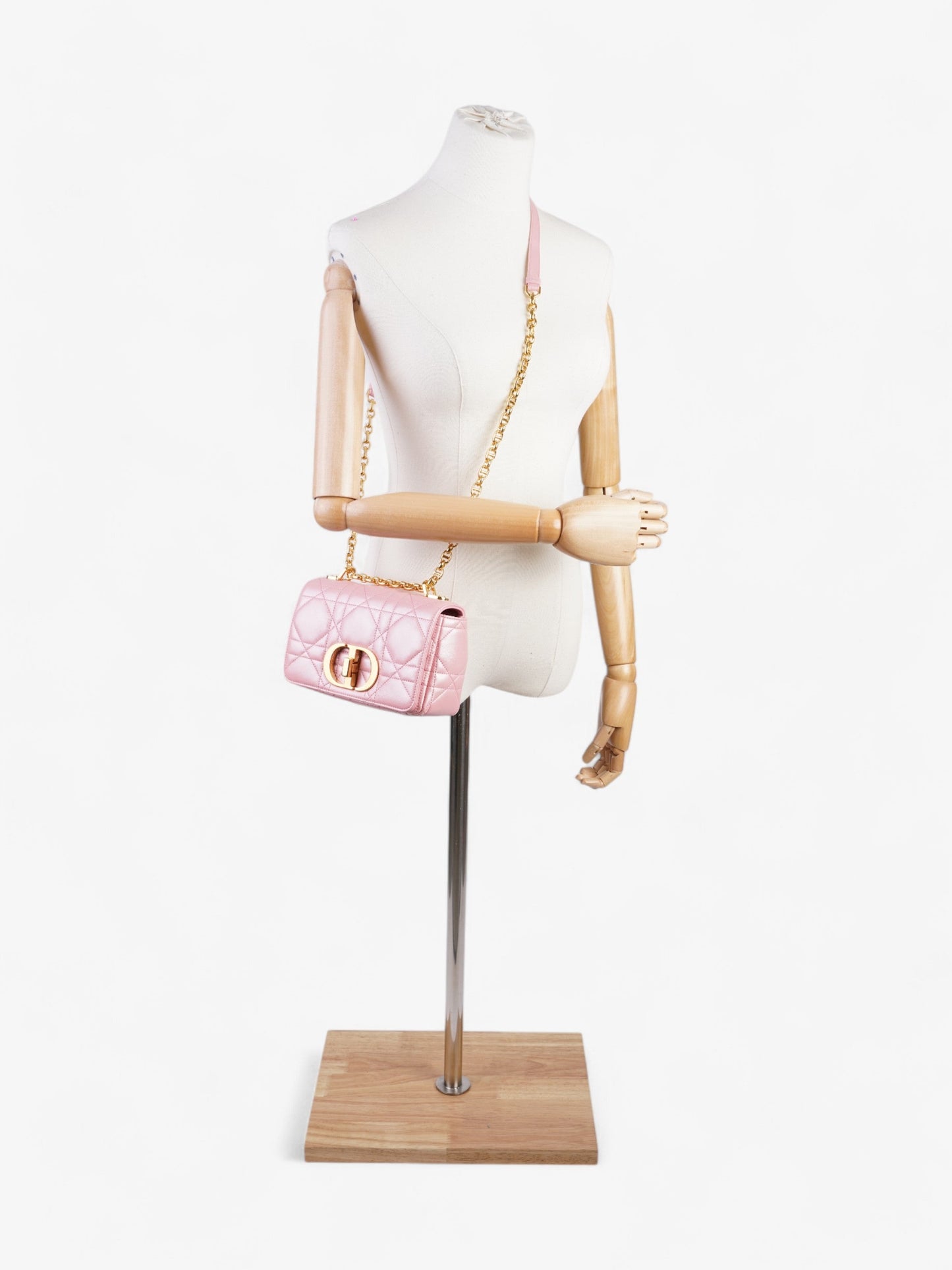 Dior Christian Caro Crossbody Bag Leather Lambskin Pink
