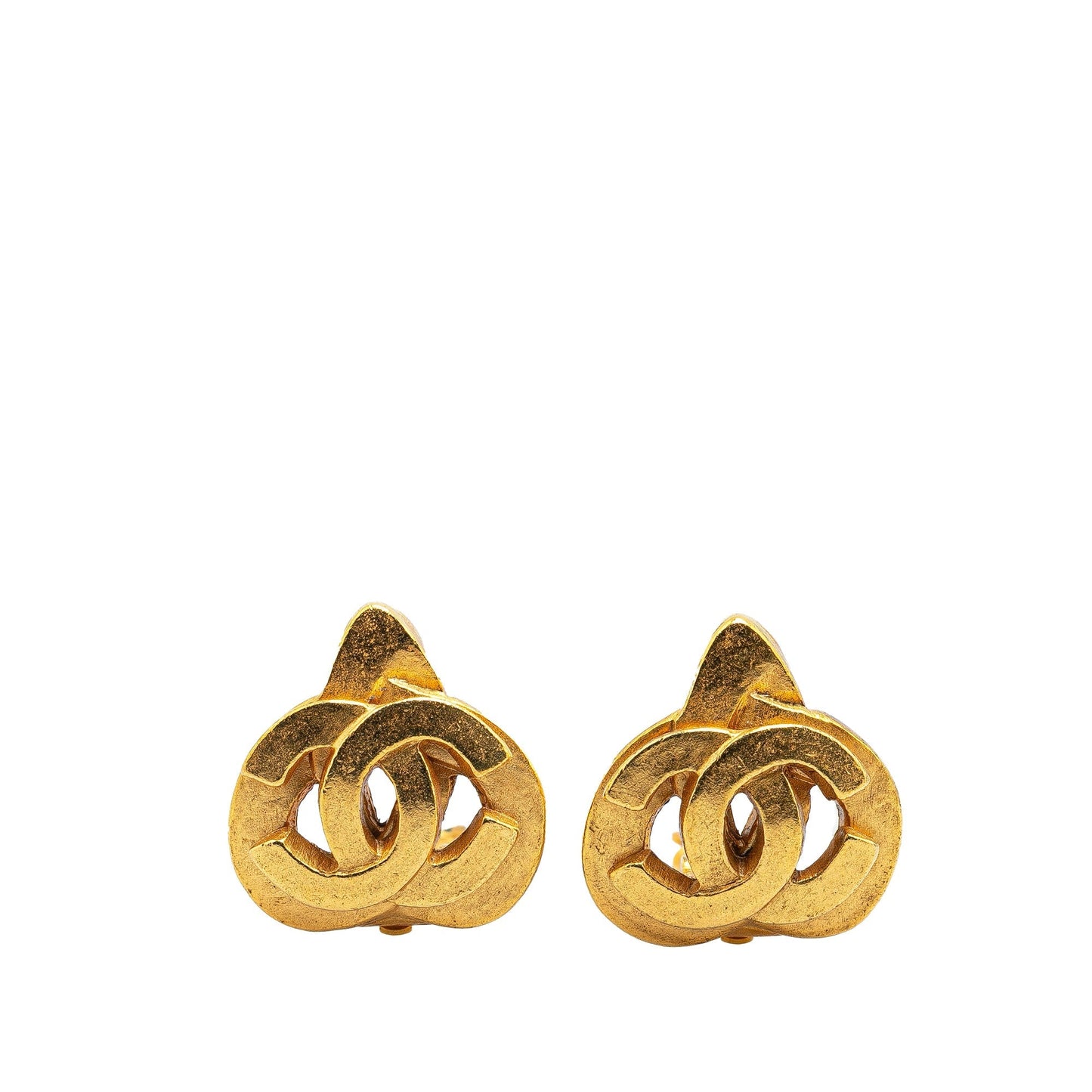 Gold Chanel Gold Plated CC Clip On Earrings