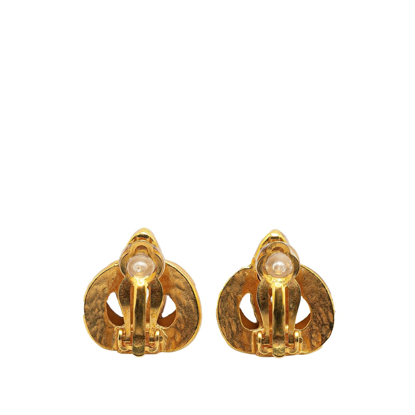 Gold Chanel Gold Plated CC Clip On Earrings