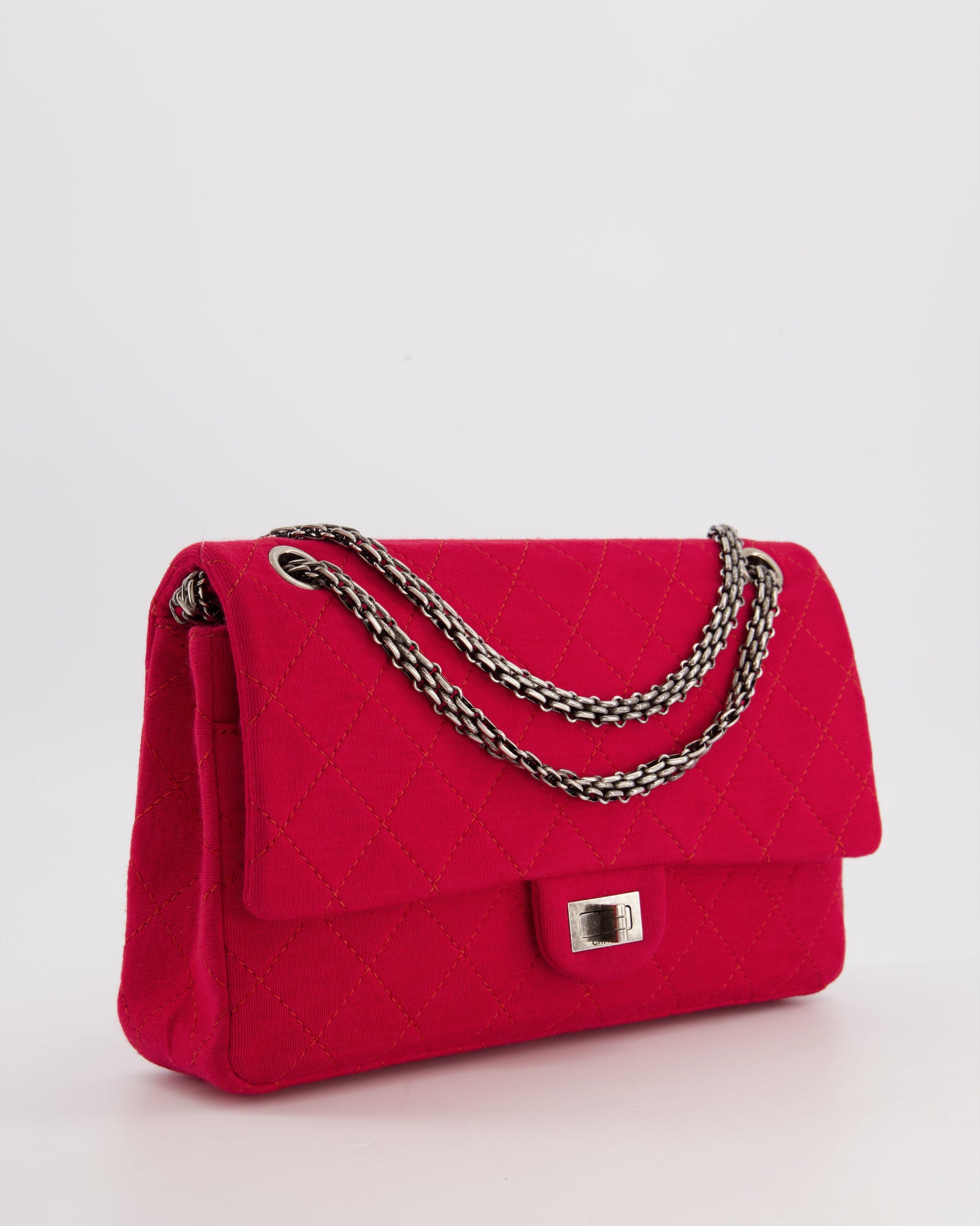 Chanel *fire Price* Red Medium Reissue 2.55 Double Flap Bag in Quilted Fabric with Ruthenium Hardware Rrp £8,530