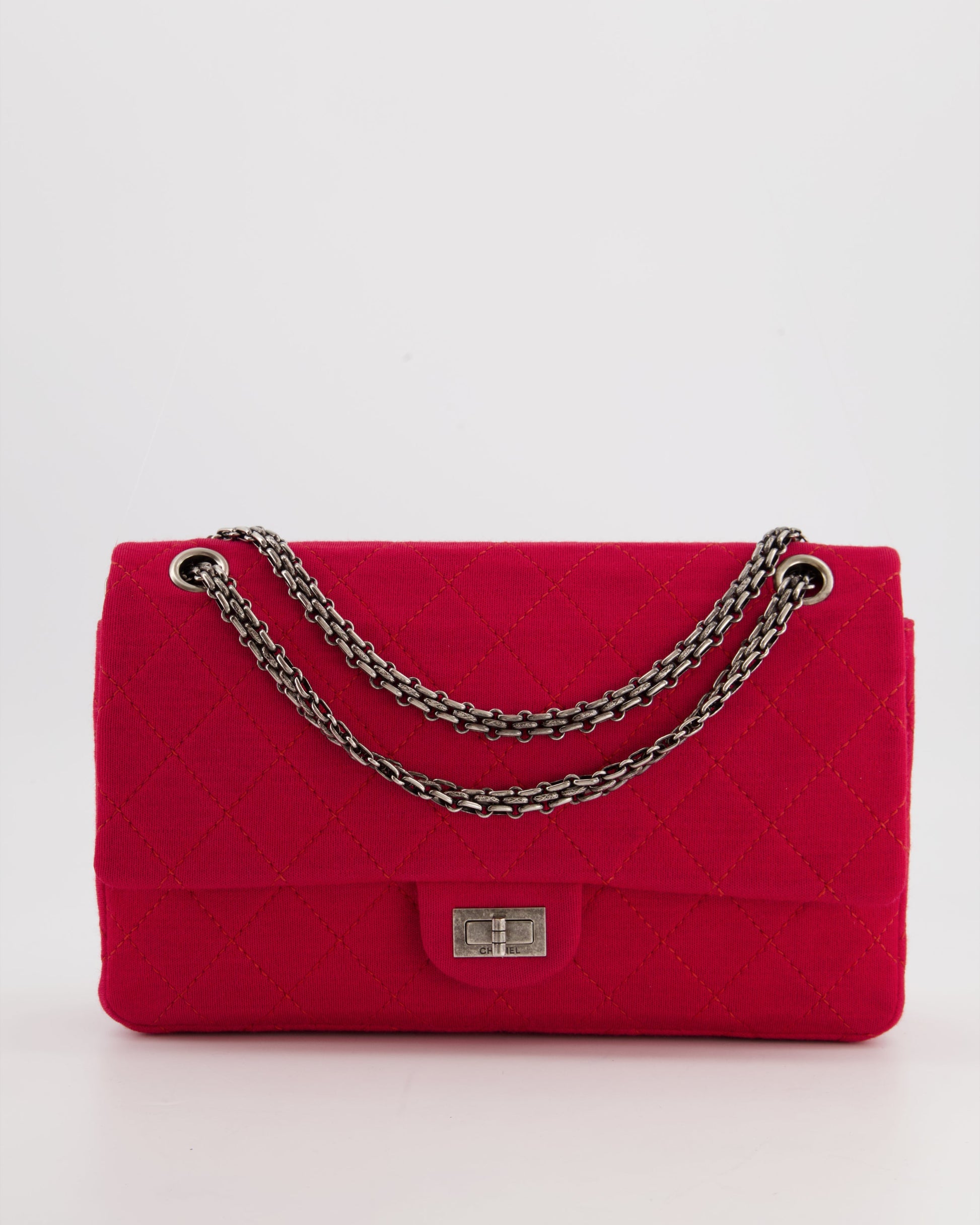 Chanel *Fire Price* Red Medium Reissue 2.55 Double Flap Bag In Quilted Fabric With Ruthenium Hardware Rrp - £8,530