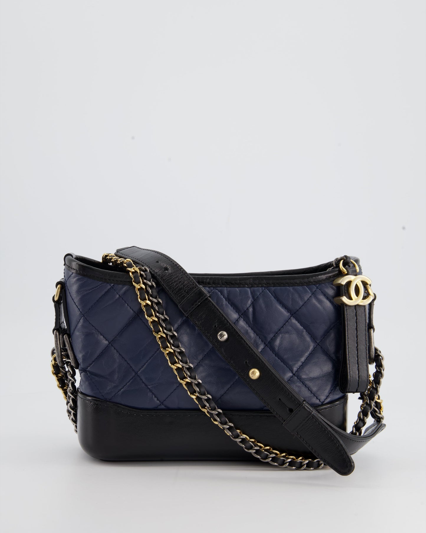 Chanel *Fire Price* Blue & Black Small Gabrielle Bag In Lambskin Leather With Mixed Hardware