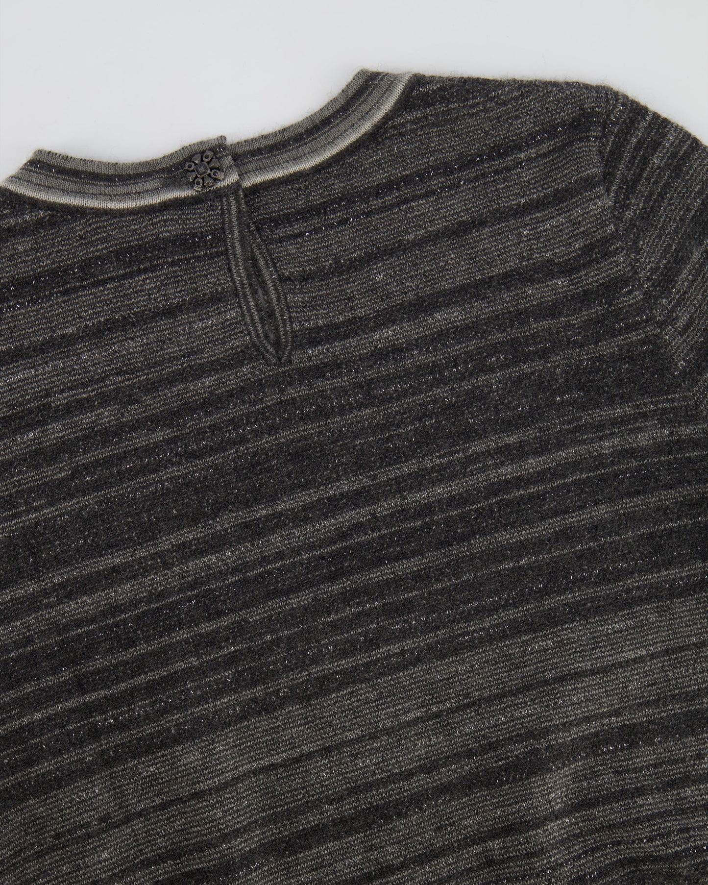 Chanel Grey Striped Cashmere Metallic Thread Long-Sleeve Top Size Fr 38 (Uk 10) Bag
