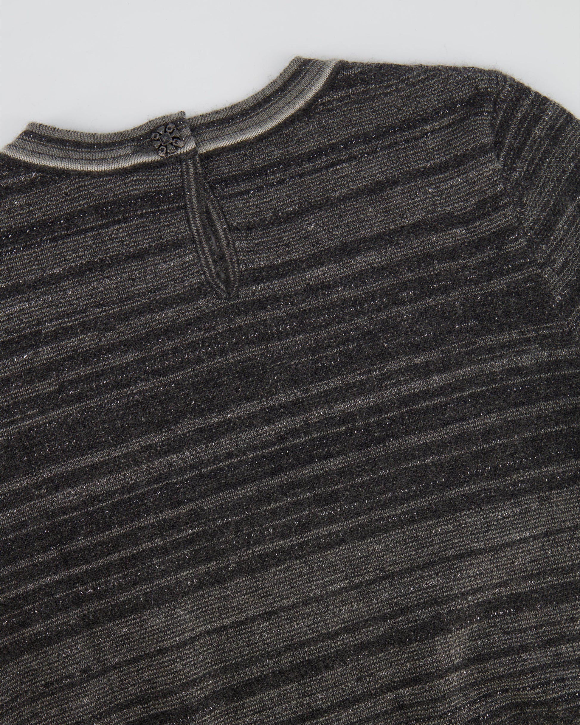 Chanel Grey Striped Cashmere Metallic Thread Long-Sleeve Top Size Fr 38 (Uk 10) Bag