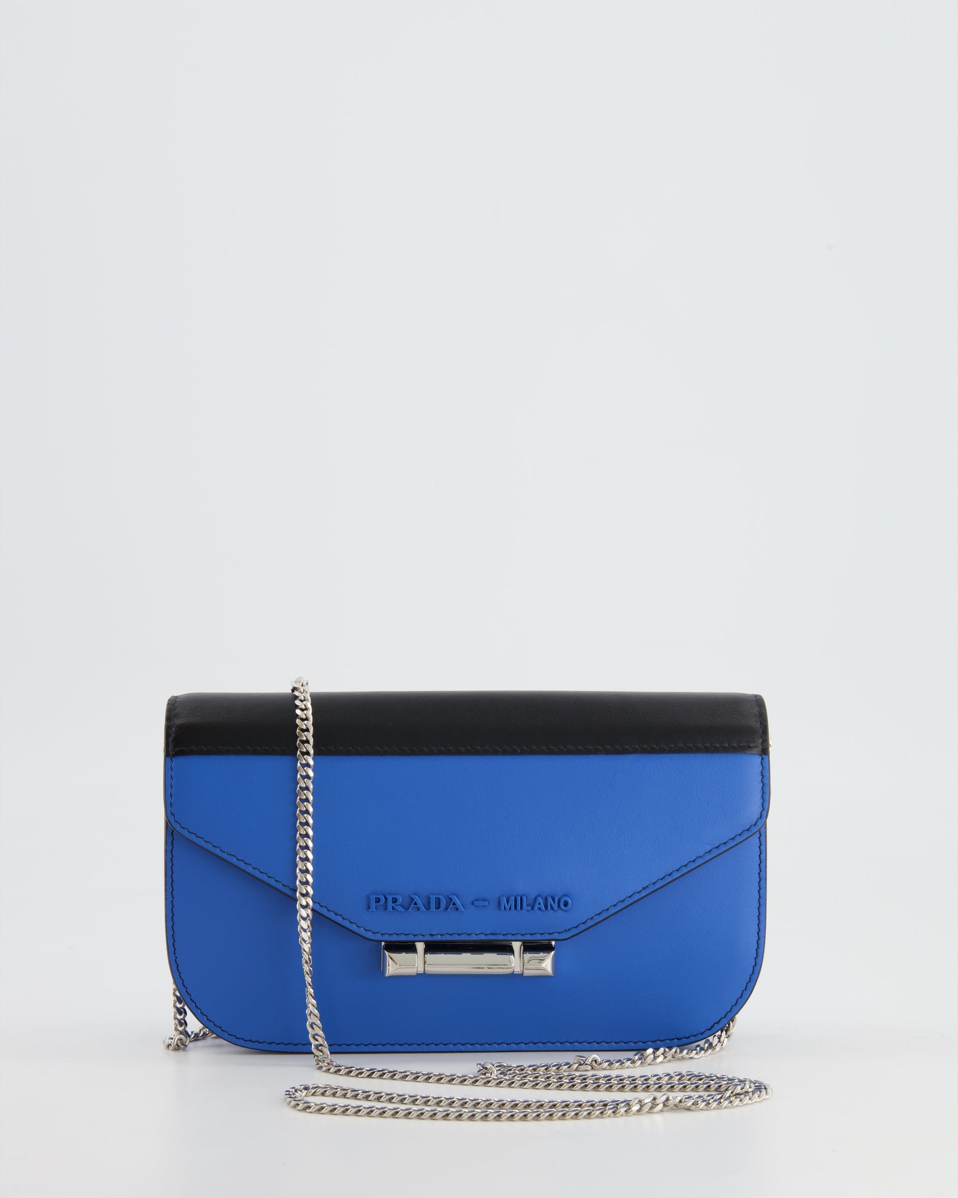Prada And Bag With Hardware Leather Black Blue Travel Bag