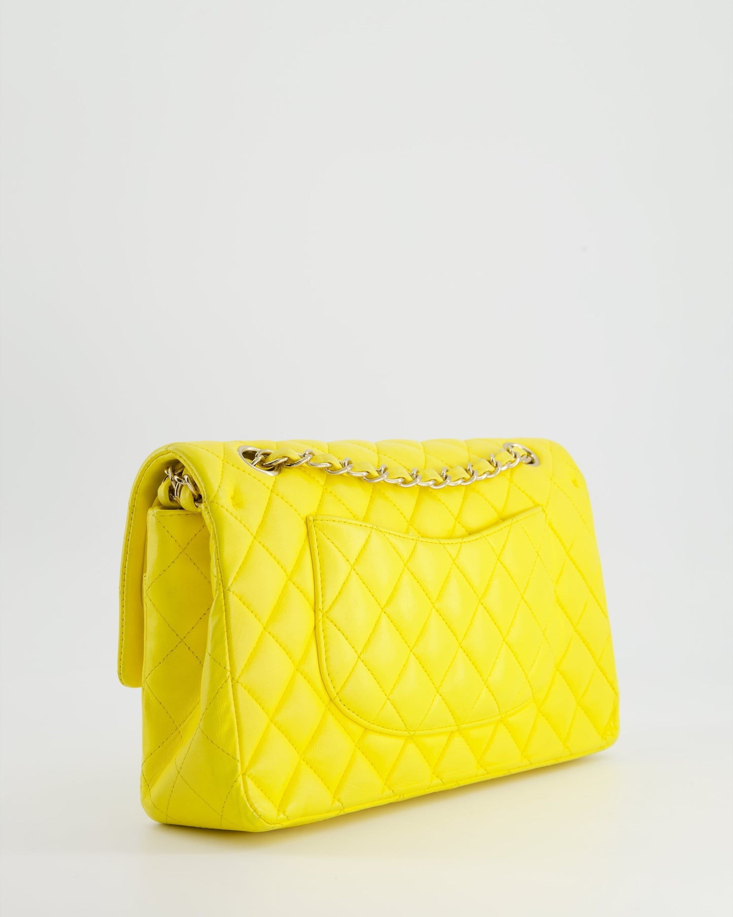 Chanel Canary Yellow Medium Classic Double Flap Bag in Lambskin Leather with Gold Hardware
