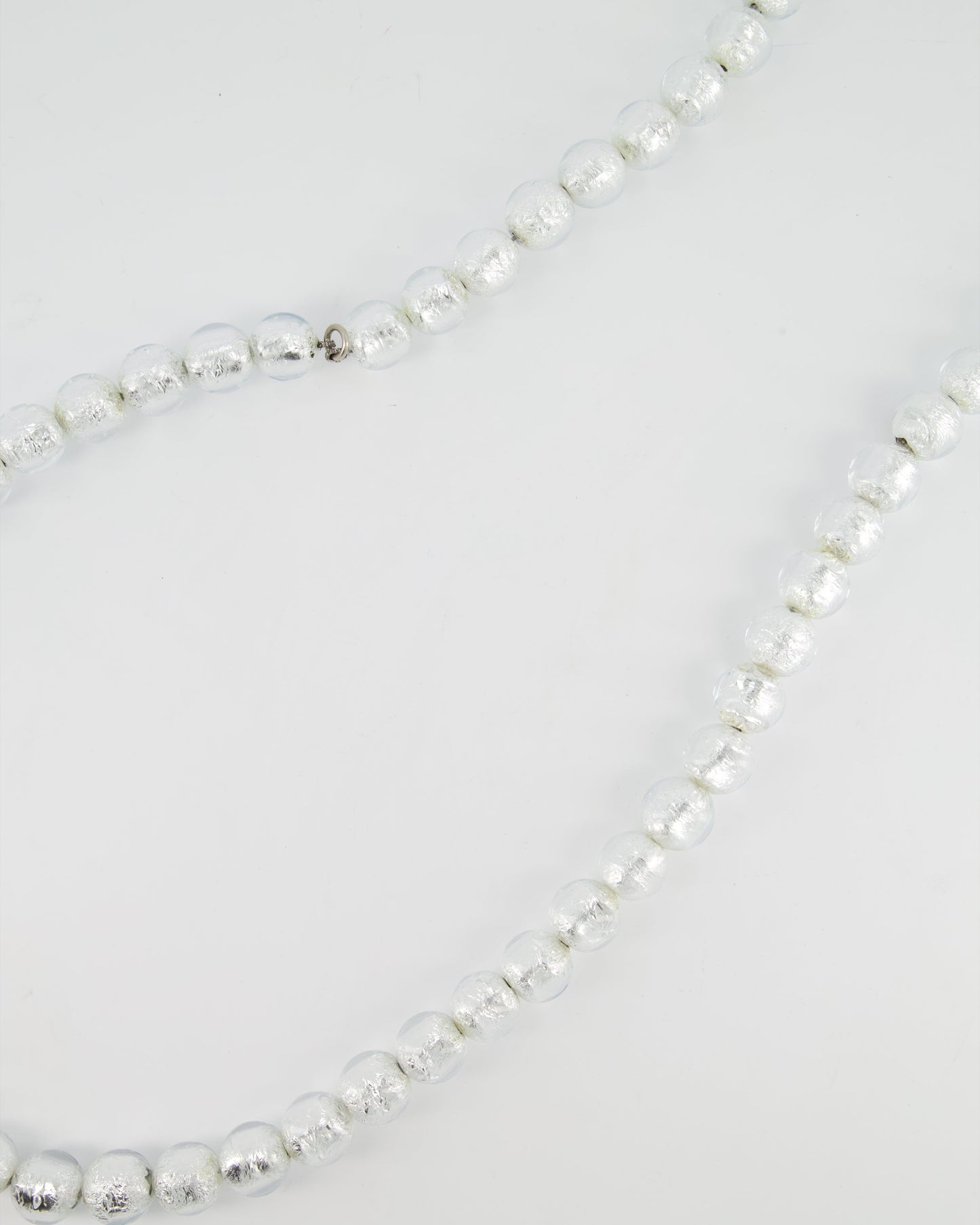 Chanel 99C Silver Metallic Foil And Acetate Beaded Belt With Brushed Silver Clasp Size 96Cm Bag