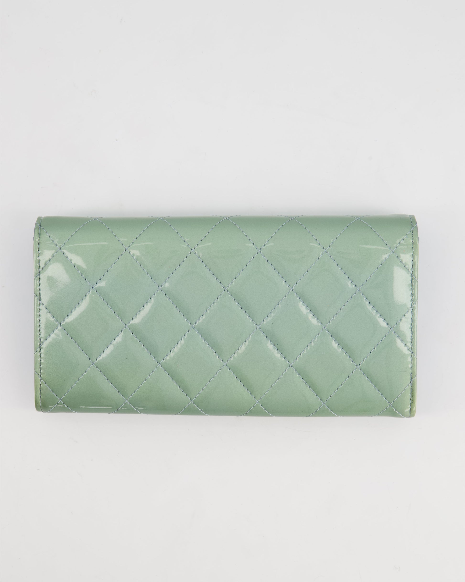 Chanel Light Blue Patent Longline Wallet with Silver Hardware