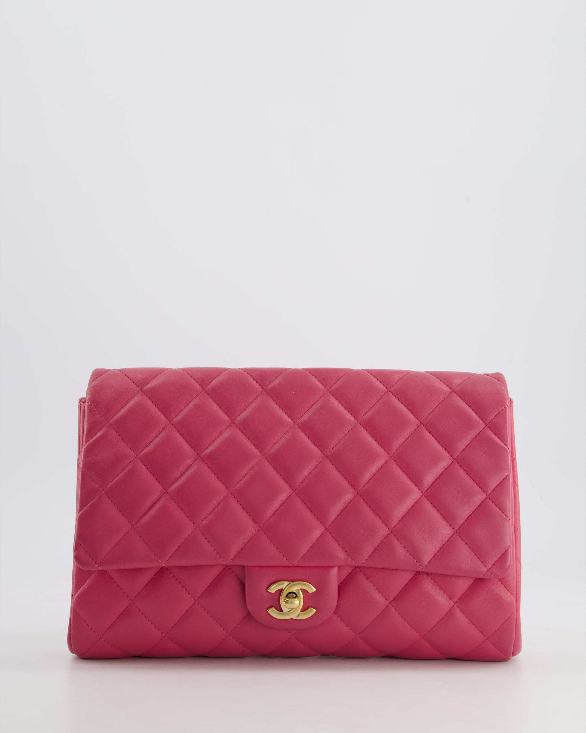 Chanel Pink Timeless Clutch On Chain In Lambskin Leather With Brushed Gold Hardware