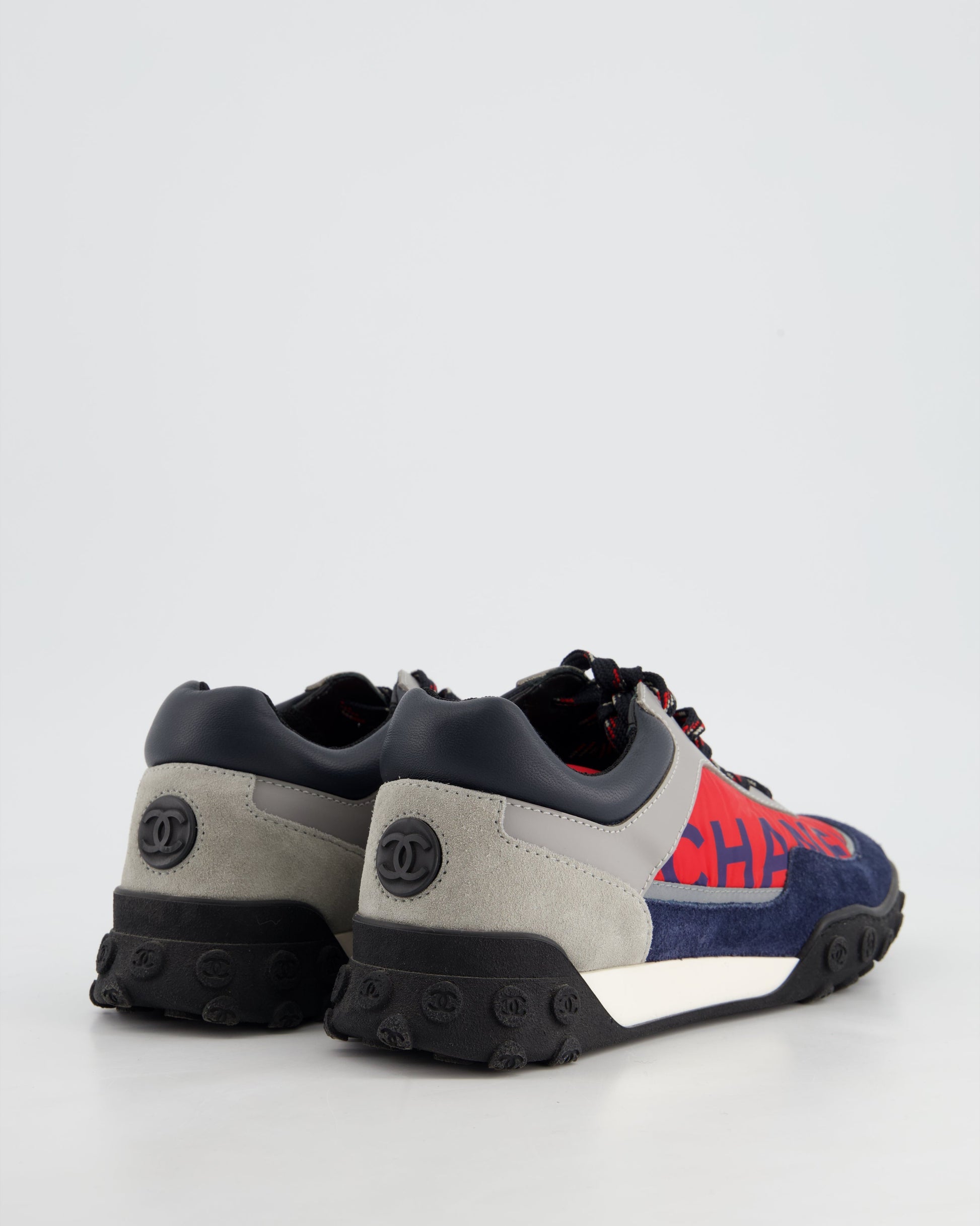 Chanel Red and Blue Nylon Trainers Size Eu 36 Women Shoes