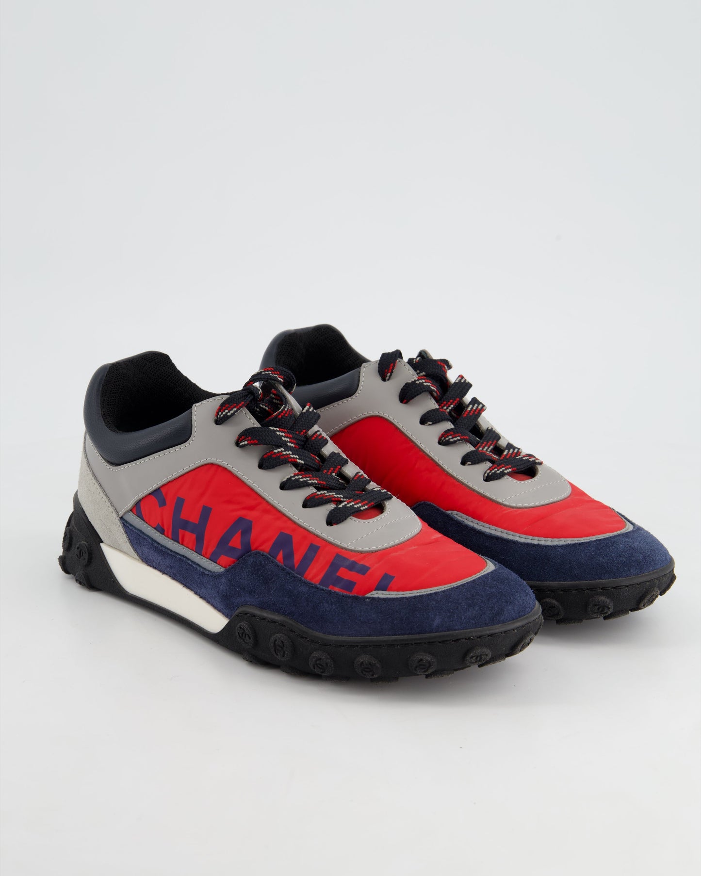 Chanel Red and Blue Nylon Trainers Size Eu 36 Women Shoes