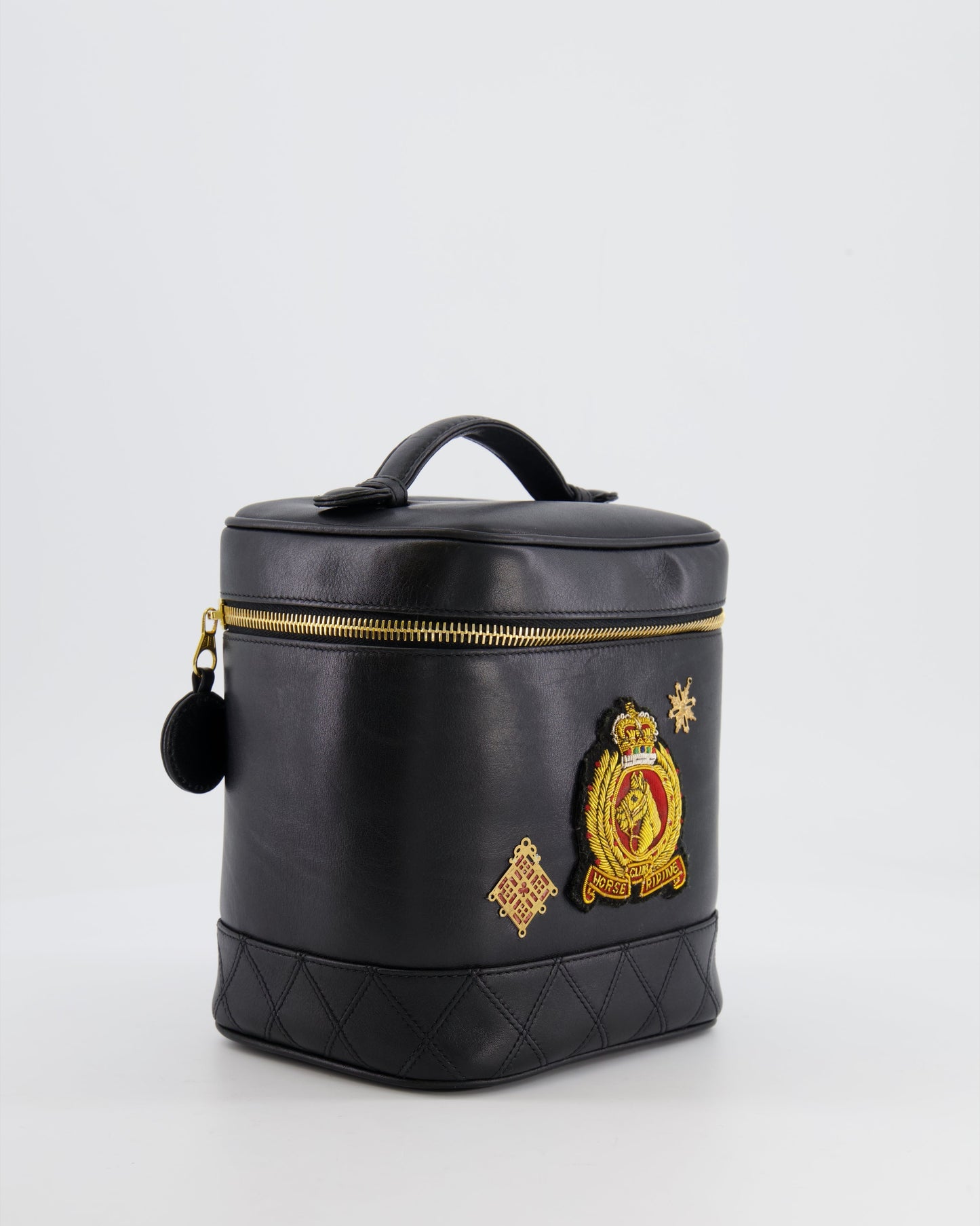 Chanel   Black Lambskin Leather Embroidered Vanity Bag with 24K Gold Hardware