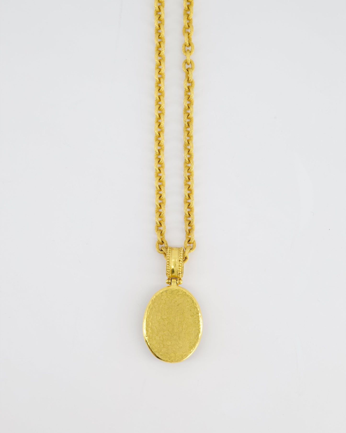 Chanel 96A   Gold and Black Pendant Necklace With CC Detail