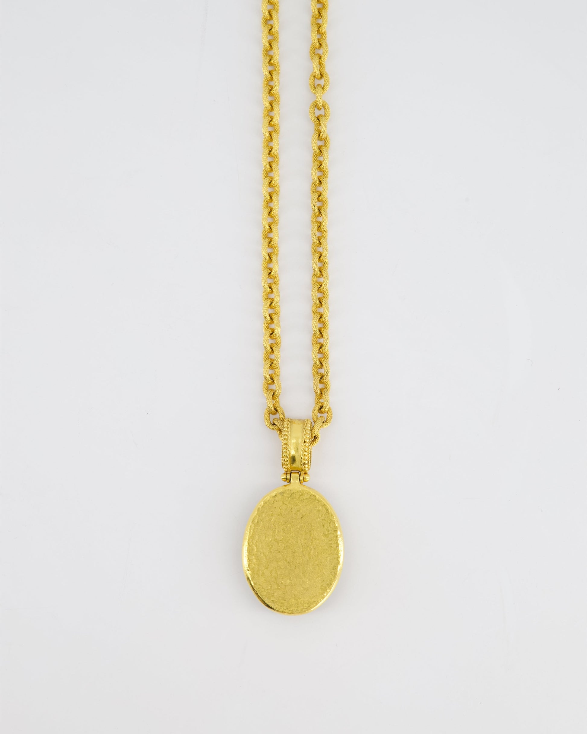 Chanel 96A   Gold and Black Pendant Necklace With CC Detail