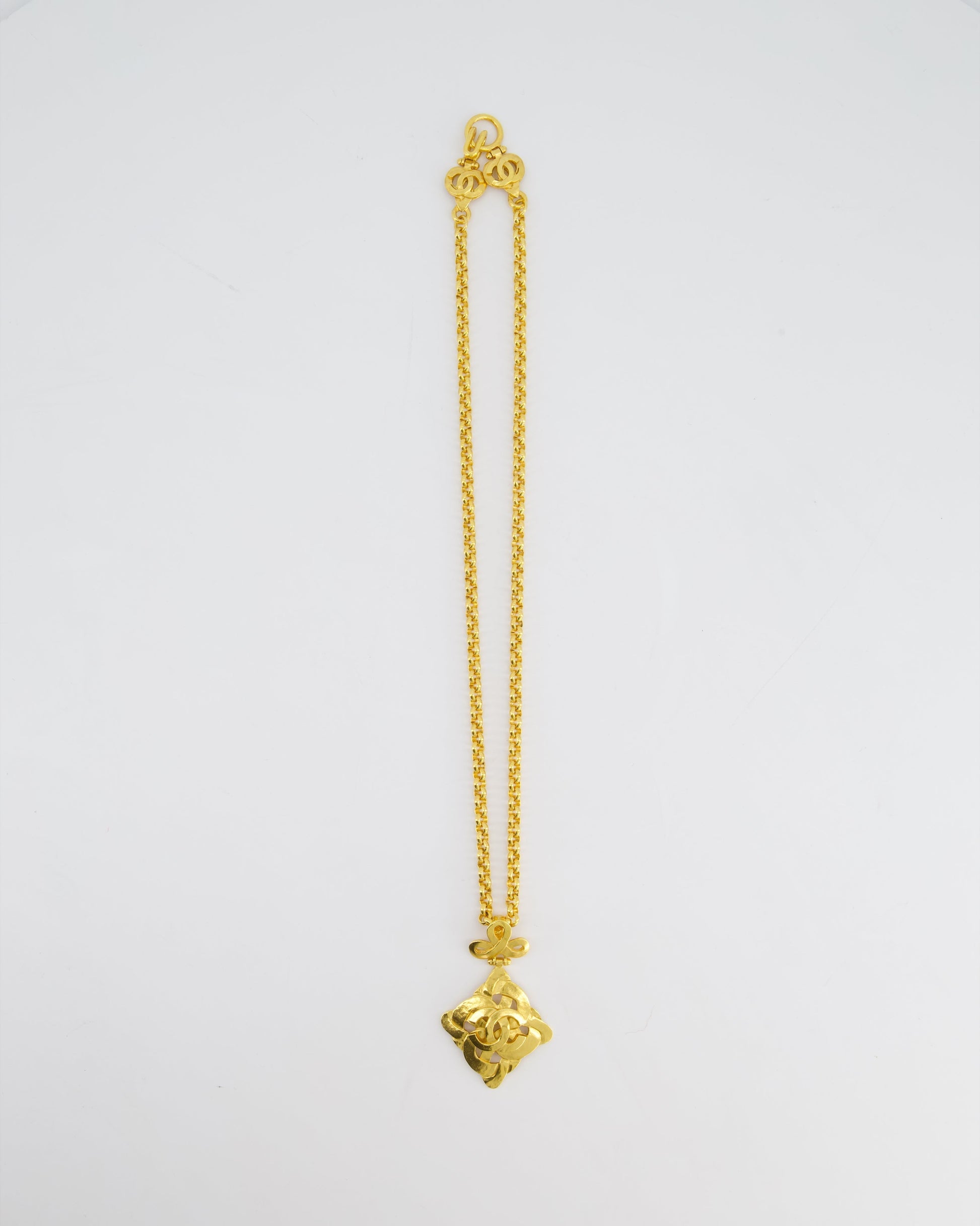 Chanel 97P   Gold Pendant Necklace With CC Detail