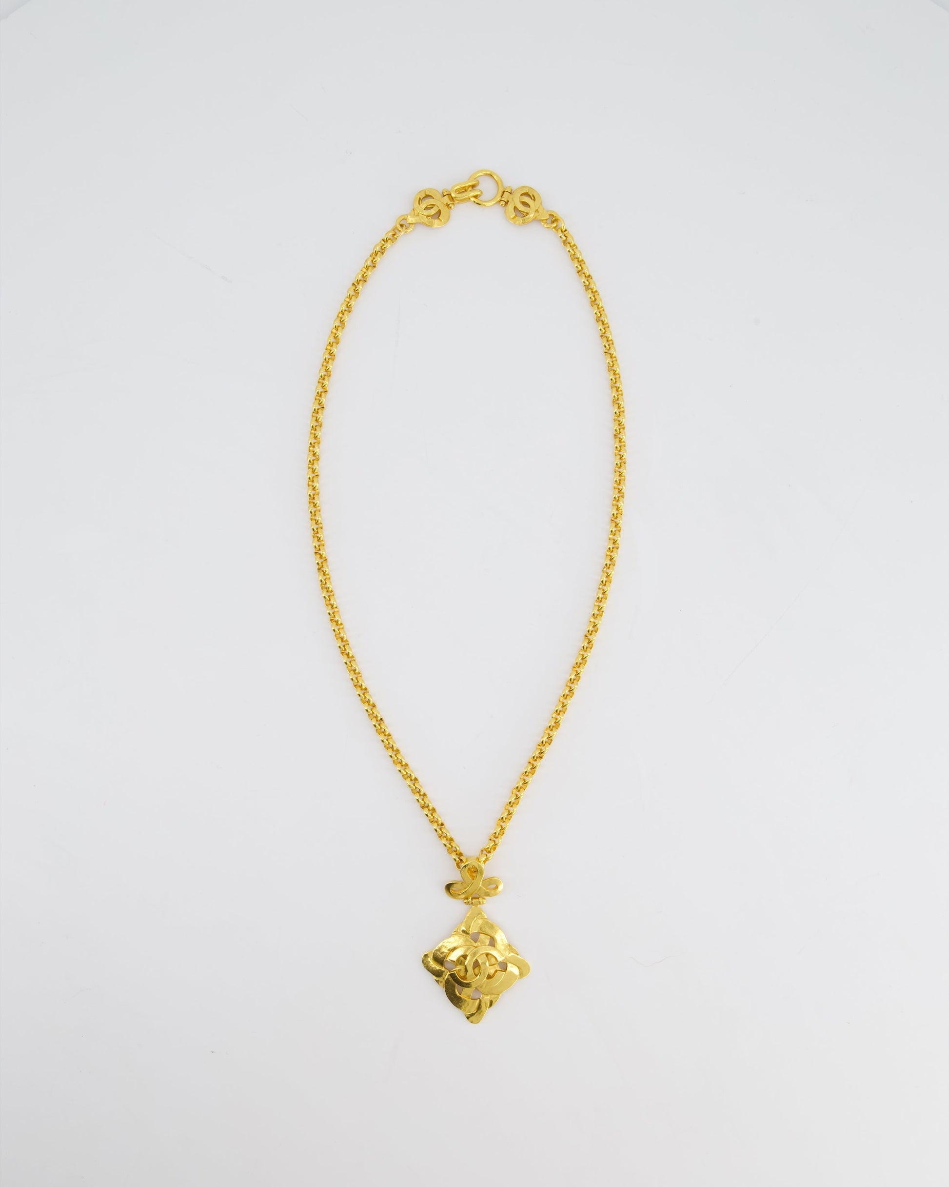 Chanel 97P   Gold Pendant Necklace With CC Detail