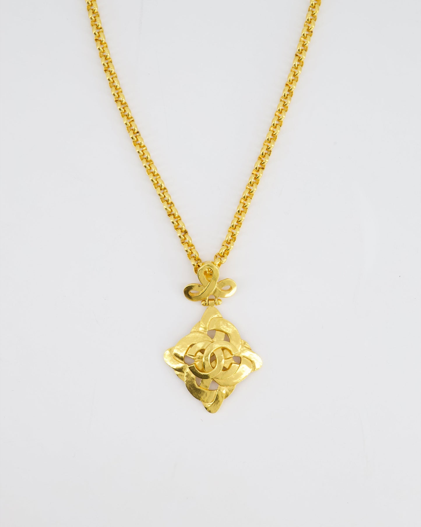 Chanel 97P   Gold Pendant Necklace With CC Detail