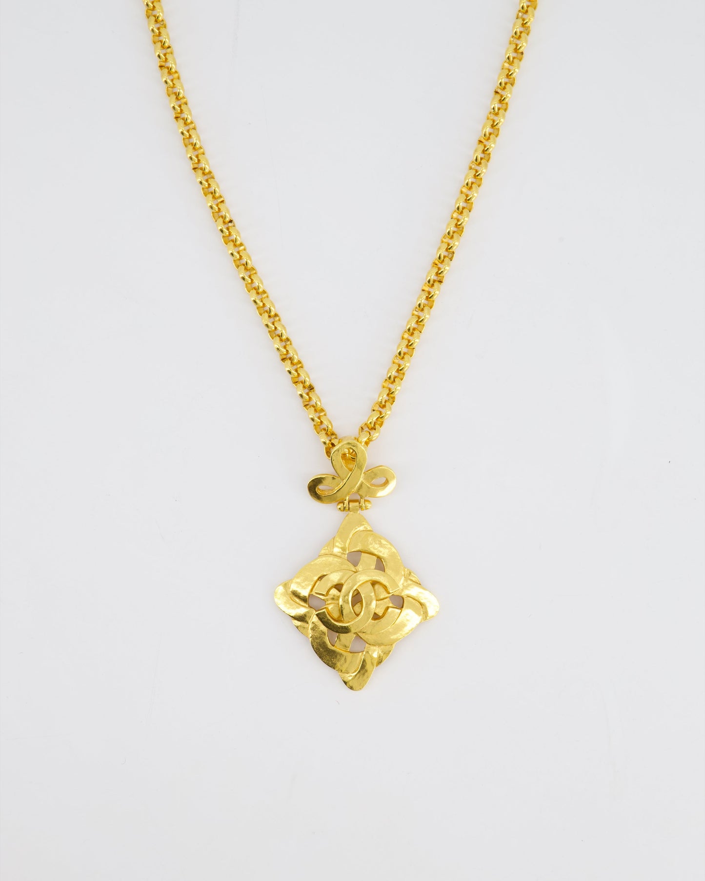 Chanel 97P Gold Pendant Necklace with CC Detail