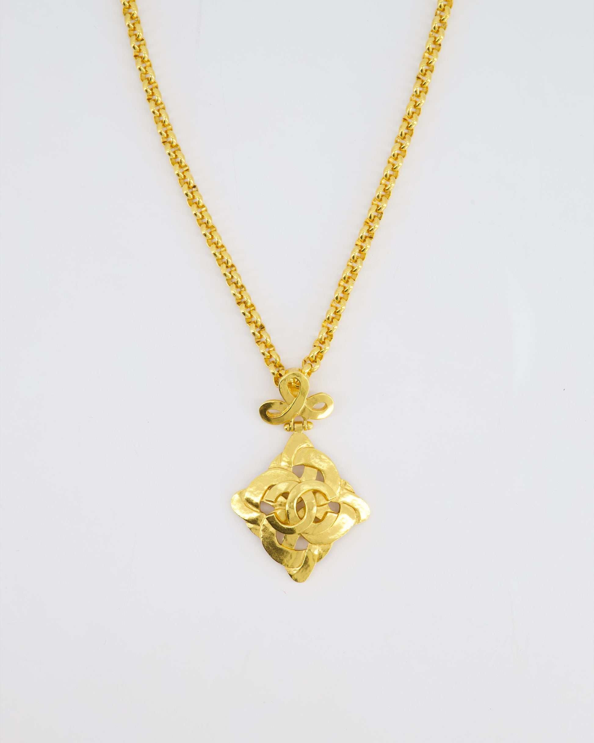 Chanel 97P Gold Pendant Necklace with CC Detail