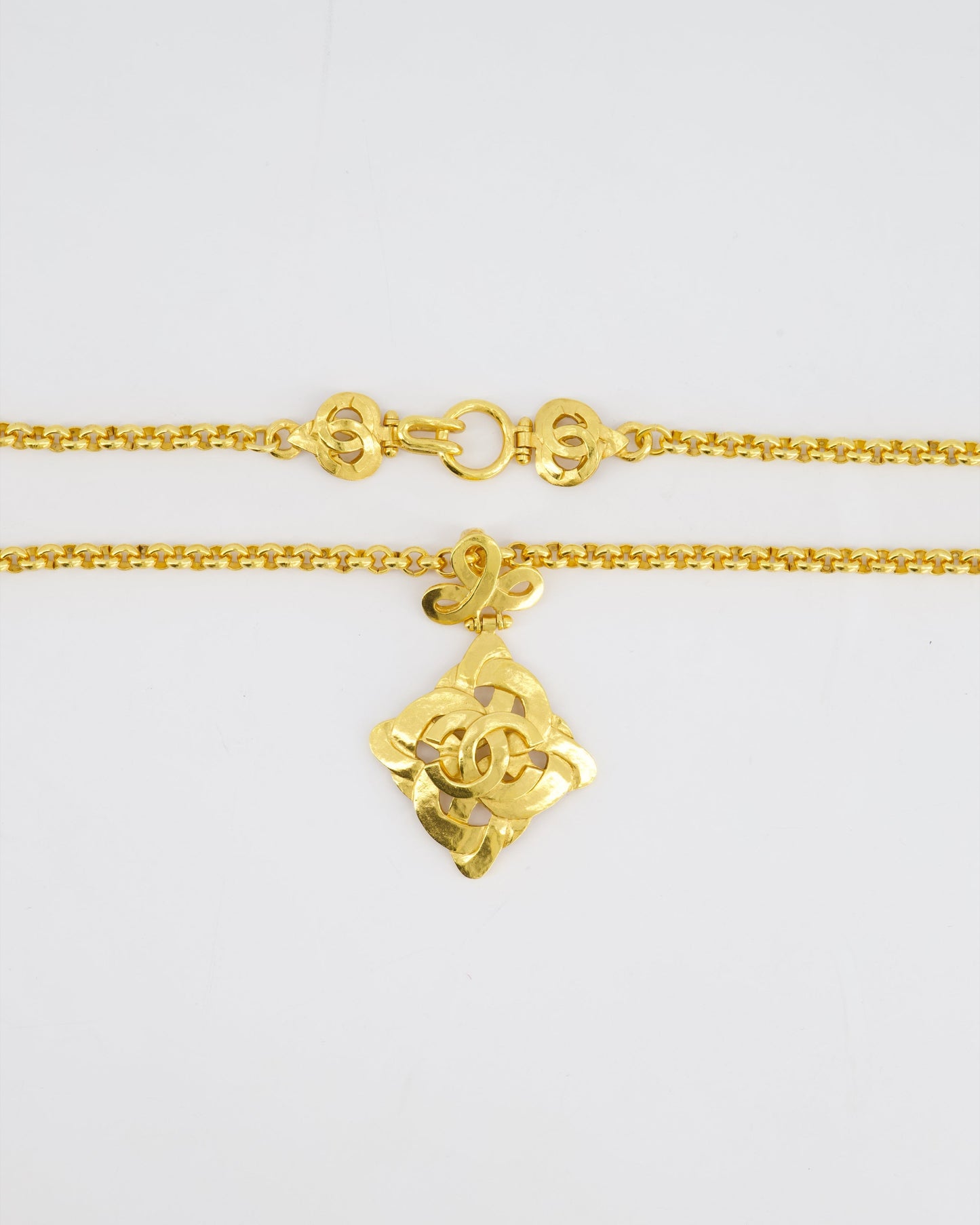 Chanel 97P   Gold Pendant Necklace With CC Detail