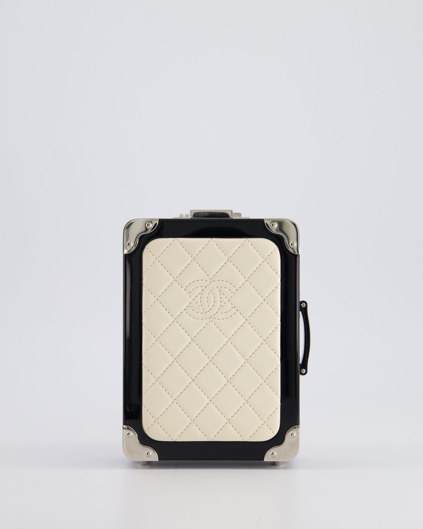 Chanel *Rare* Airlines Evening In The Air Trolley Minaudi?®Re Bag With Silver Hardware And Quilted Leather With Cc Logo Detail