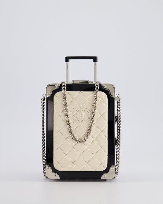 Chanel *Rare* Airlines Evening In The Air Trolley Minaudi?®Re Bag With Silver Hardware And Quilted Leather With Cc Logo Detail