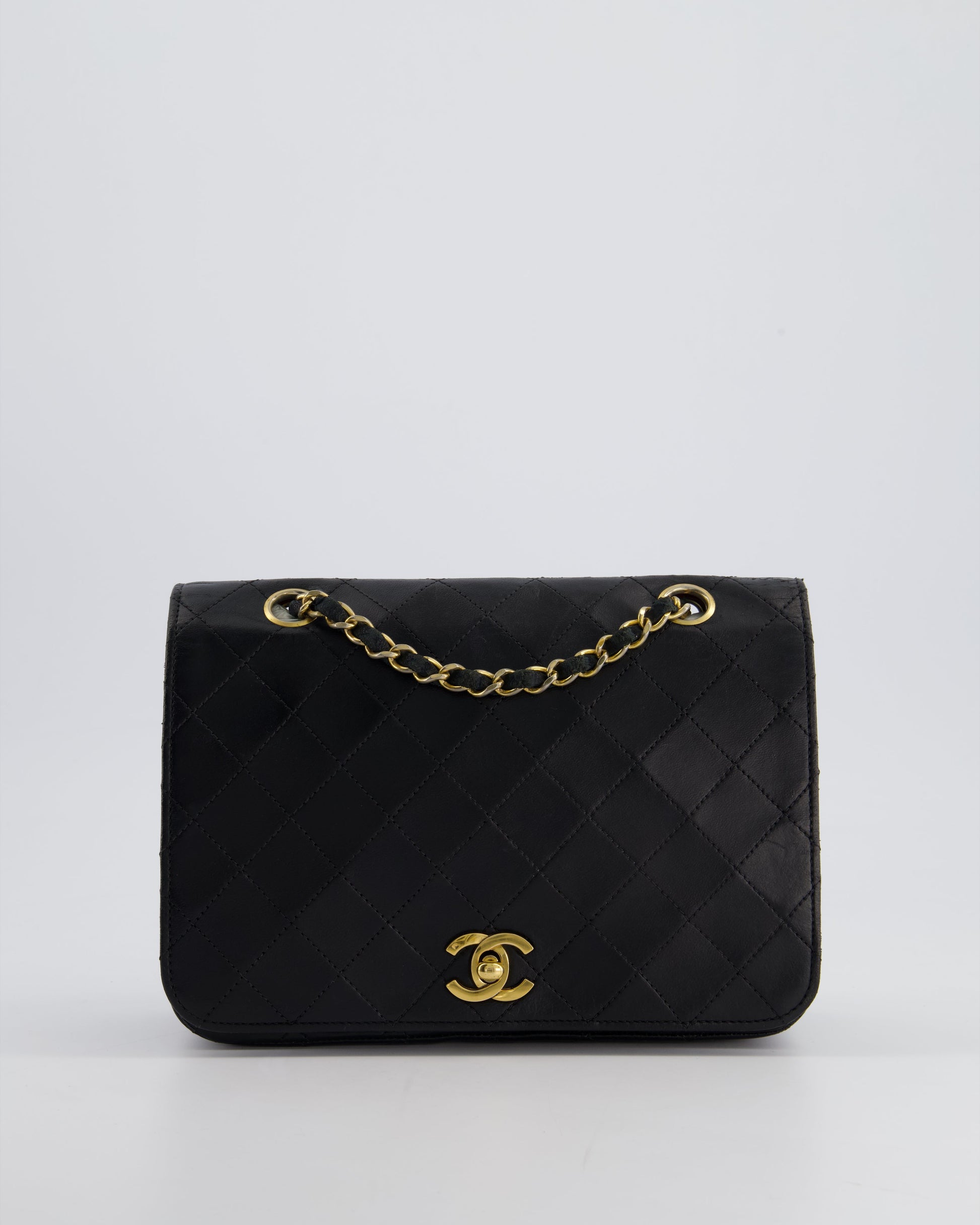 Chanel Black Matelasse Single Flap Bag In Lambskin Leather With Gold Hardware