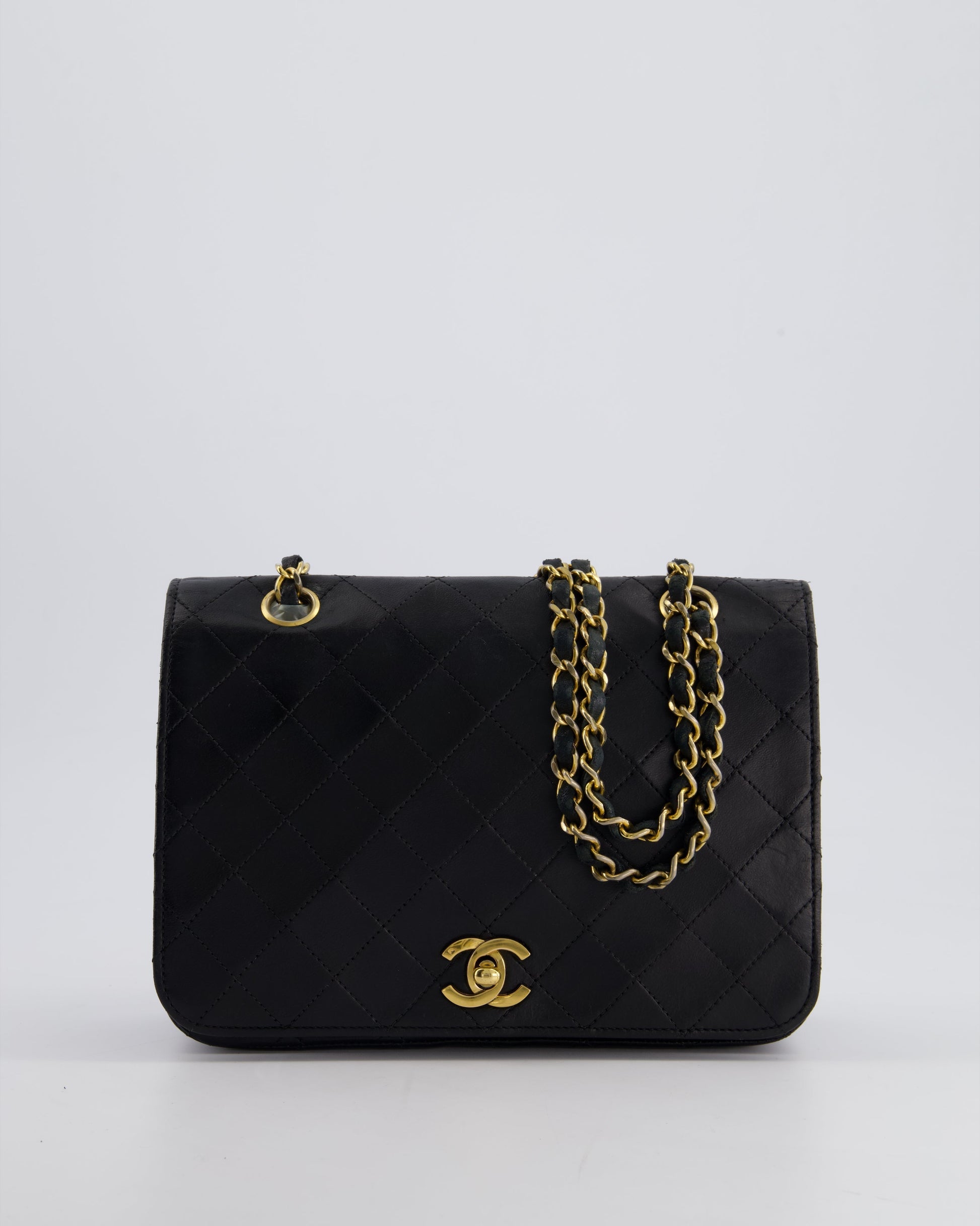 Chanel Black Matelasse Single Flap Bag In Lambskin Leather With Gold Hardware