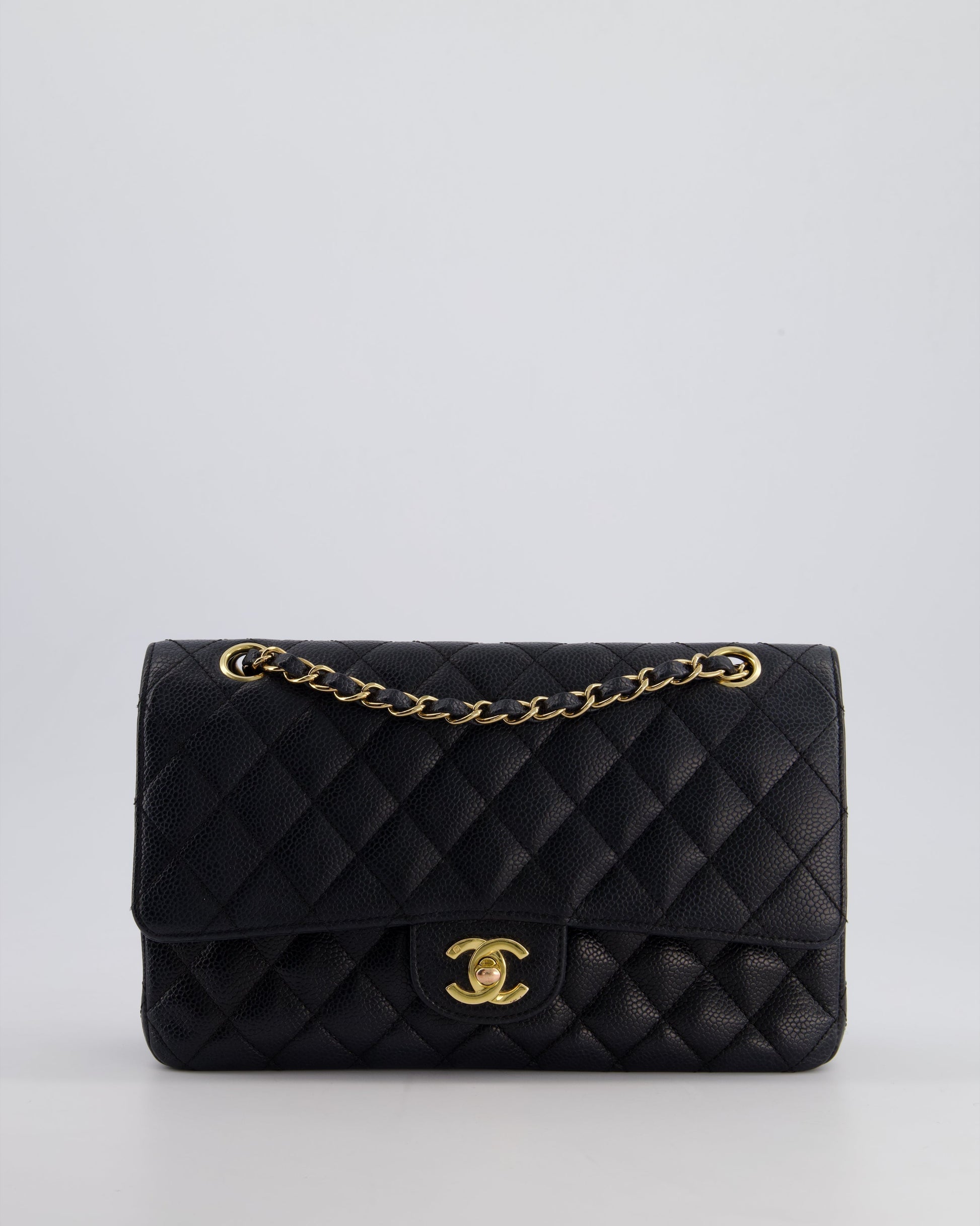 Chanel Black   Medium Classic Double Flap Bag in Caviar Leather with 24K Gold Hardware